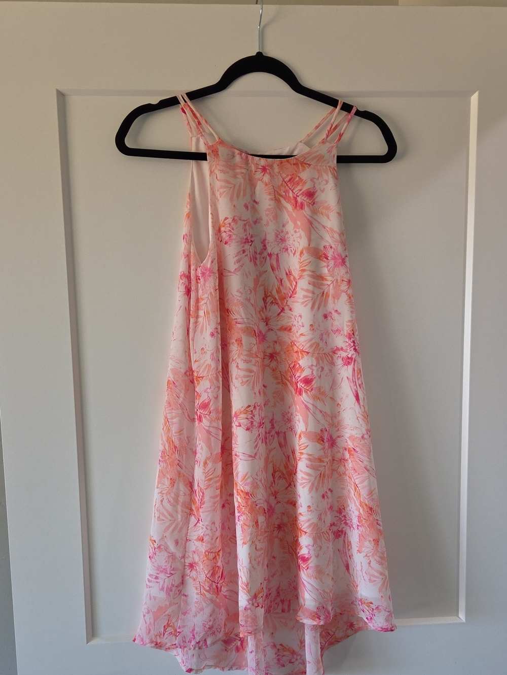 Peach Love California Pink & Orange Floral Halter Dress